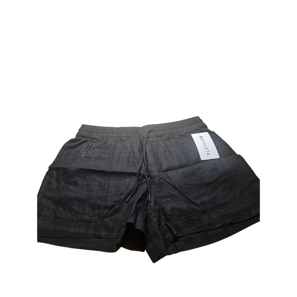 Athleta Womens Black 100% Linen Shorts Size Large